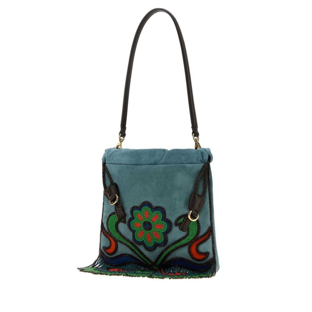 Etro Women Light Blue Suede Small Kalispera Bucket Bag - Picture 2 of 2